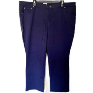 LOGO Lori Goldstein Women's Plus Bootcut Twill Pants Navy Blue 24W